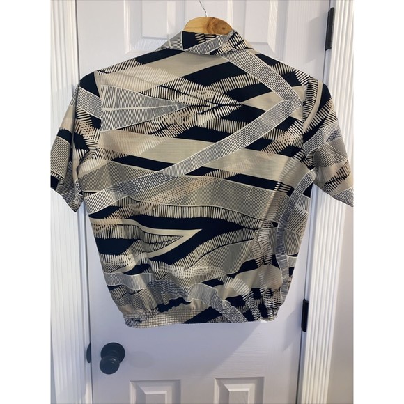 D’Accord Short Sleeve Half Button Polo Shirt. Mens Large Black Tan White - Picture 7 of 9